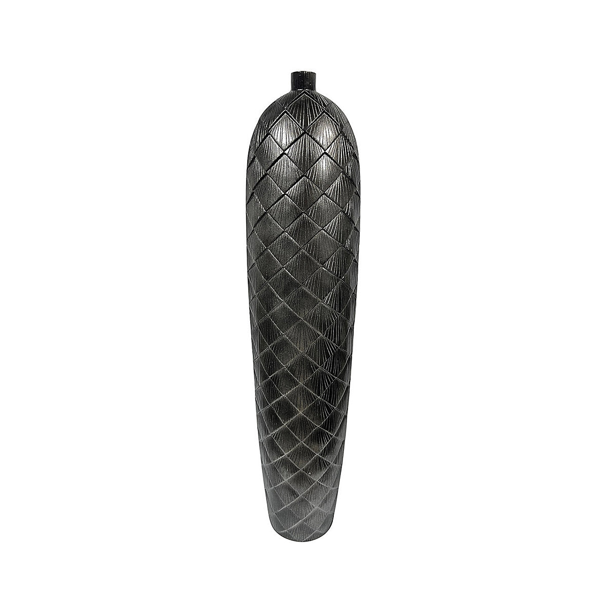 Tall Gunmetal Grey Polyresin Floor Vase, Large