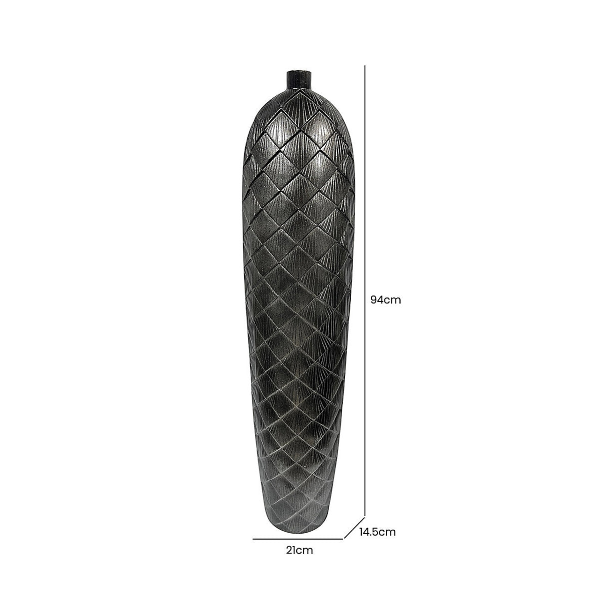 Tall Gunmetal Grey Polyresin Floor Vase, Large