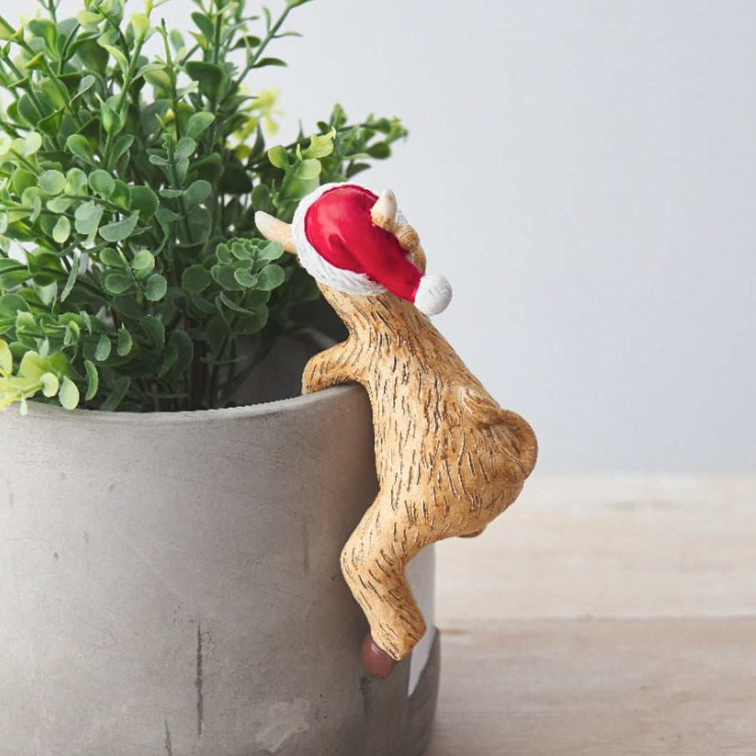 Santa Highland Cow Pot Pal