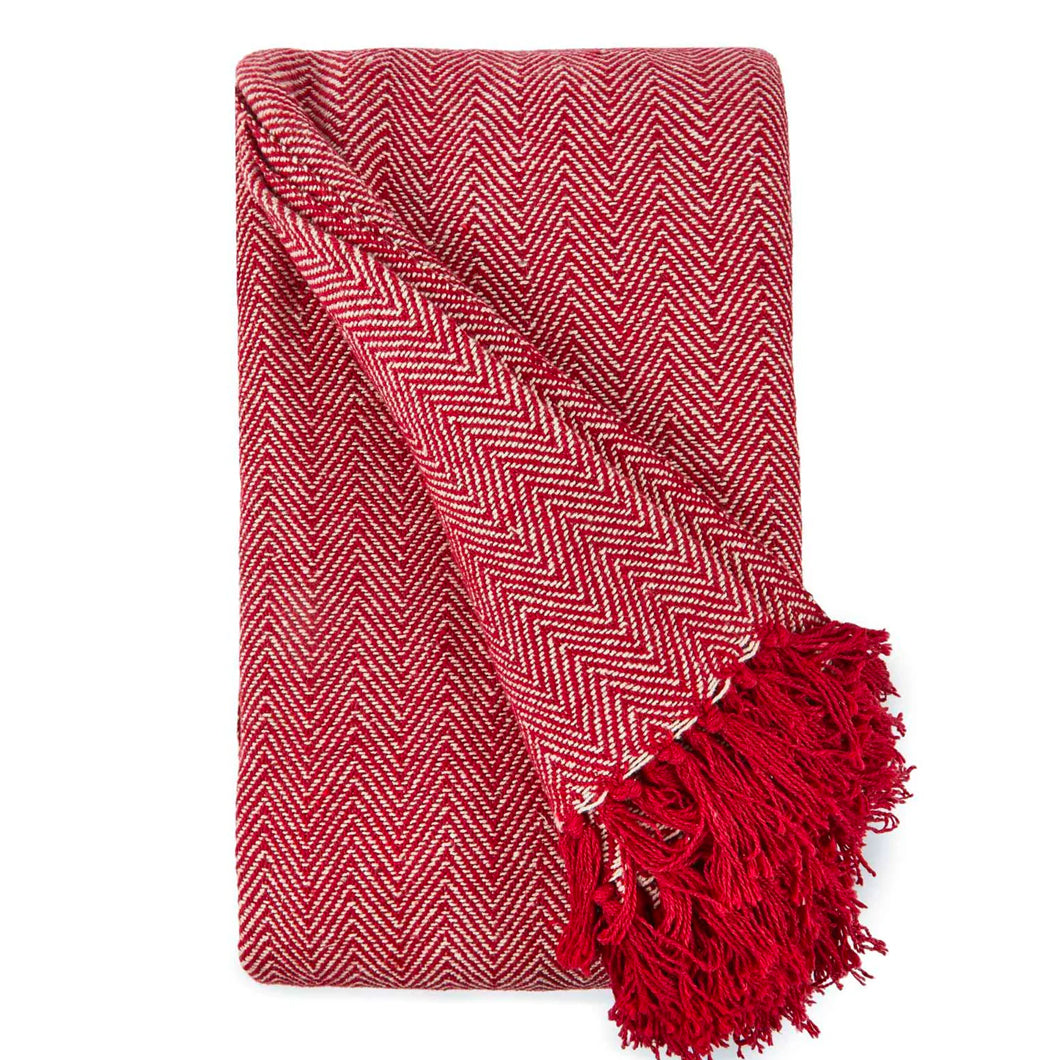 Red Herringbone Throw