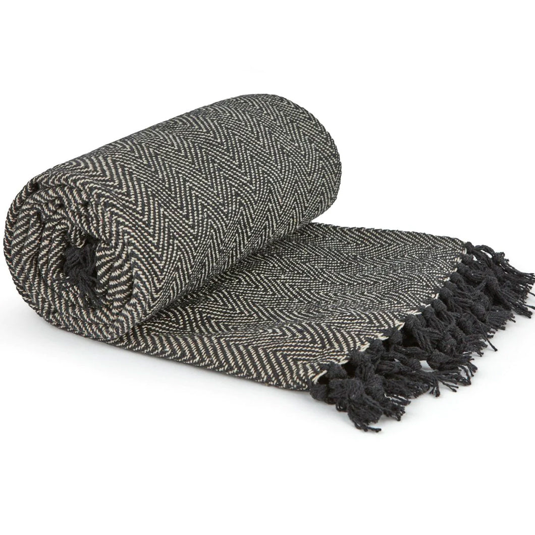 Black & White Herringbone Throw