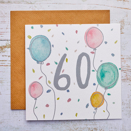 Balloons 60 Birthday Card