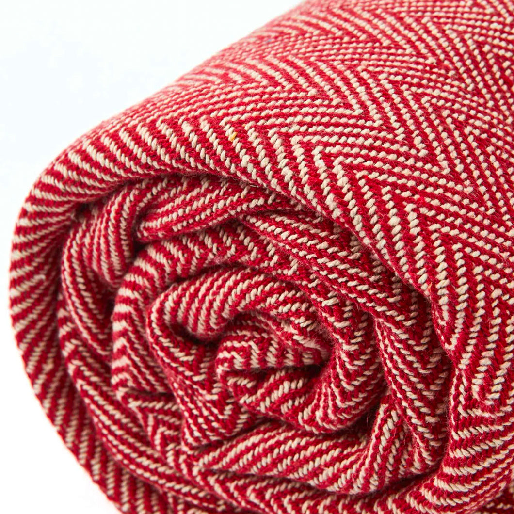 Red Herringbone Throw