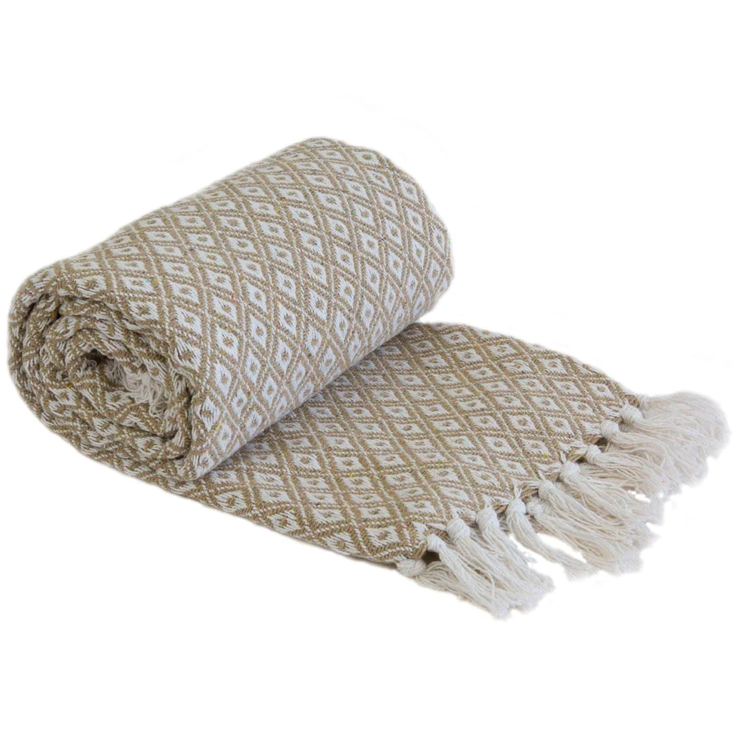 Taupe Diamond Throw Blanket