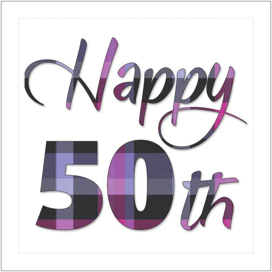 Happy 50th Birthday Heather Tartan Card