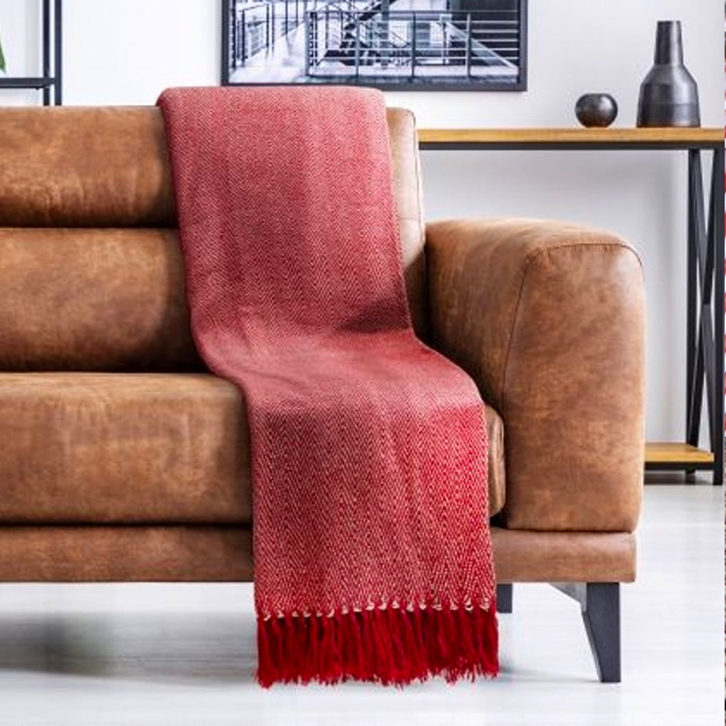 Red Herringbone Throw