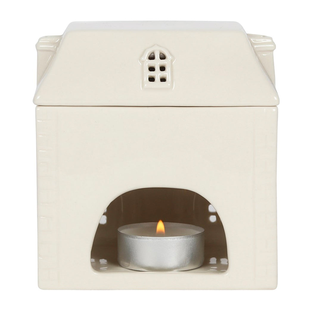 White Ceramic House Oil Burner