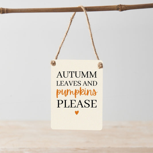 Autumn Leaves Mini Metal Sign