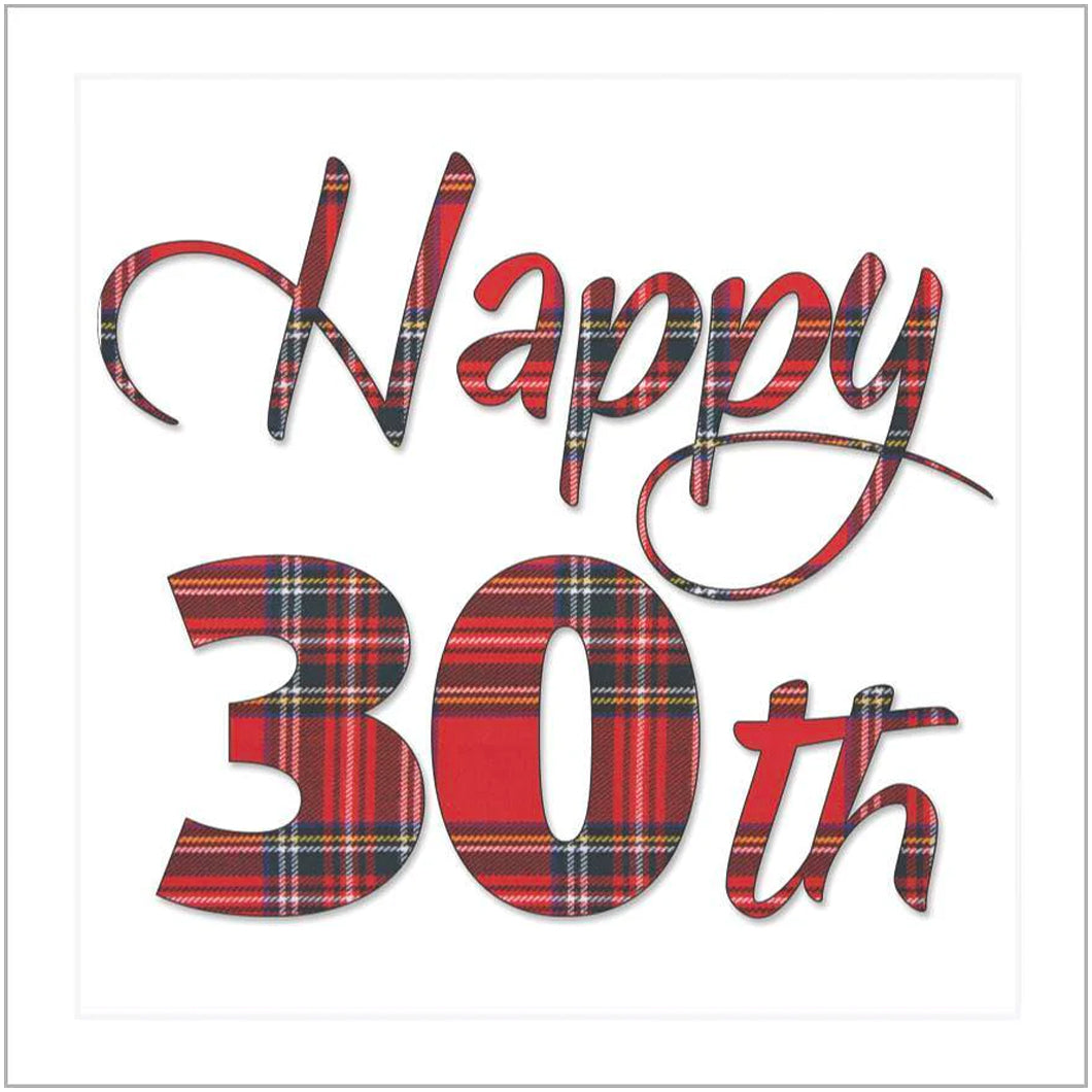 Happy 30th Birthday Red Tartan Card