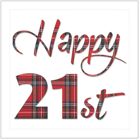 Happy 21st Birthday Red Tartan Card