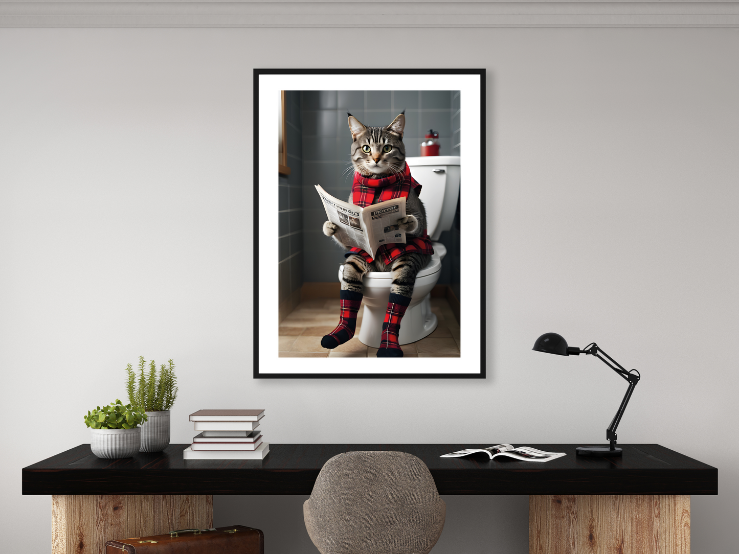 Tabby Cat On Toilet - Scarf