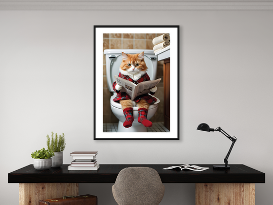 Ginger Cat On Toilet