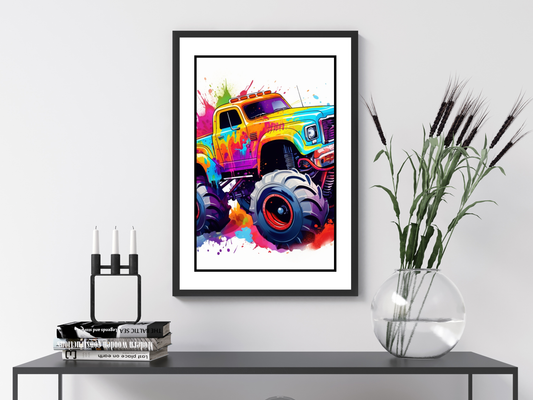 Watercolour Monster Truck Art