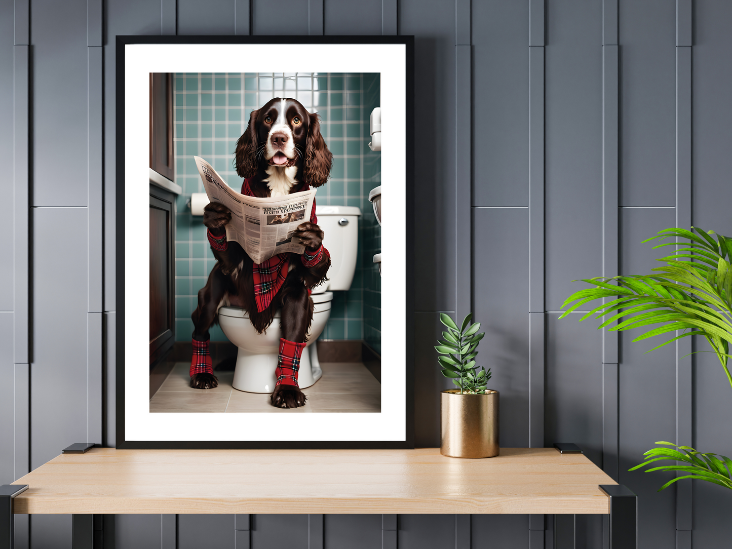 Springer Spaniel on Toilet
