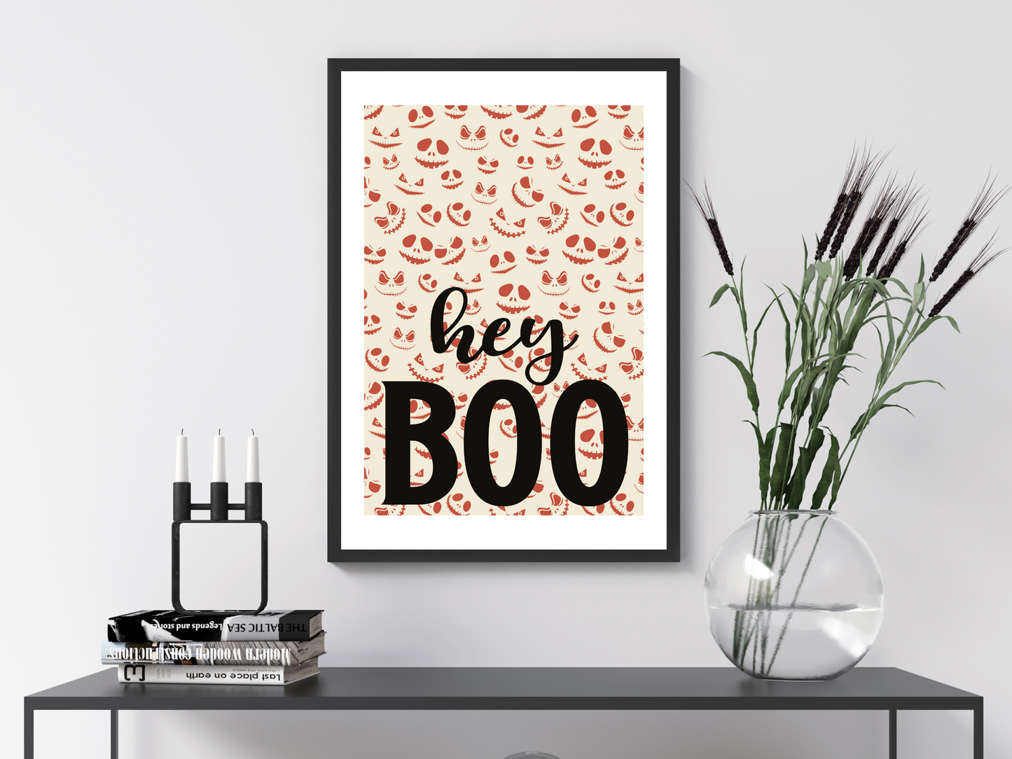 Hey Boo Halloween Print | Fun Seasonal Poster
