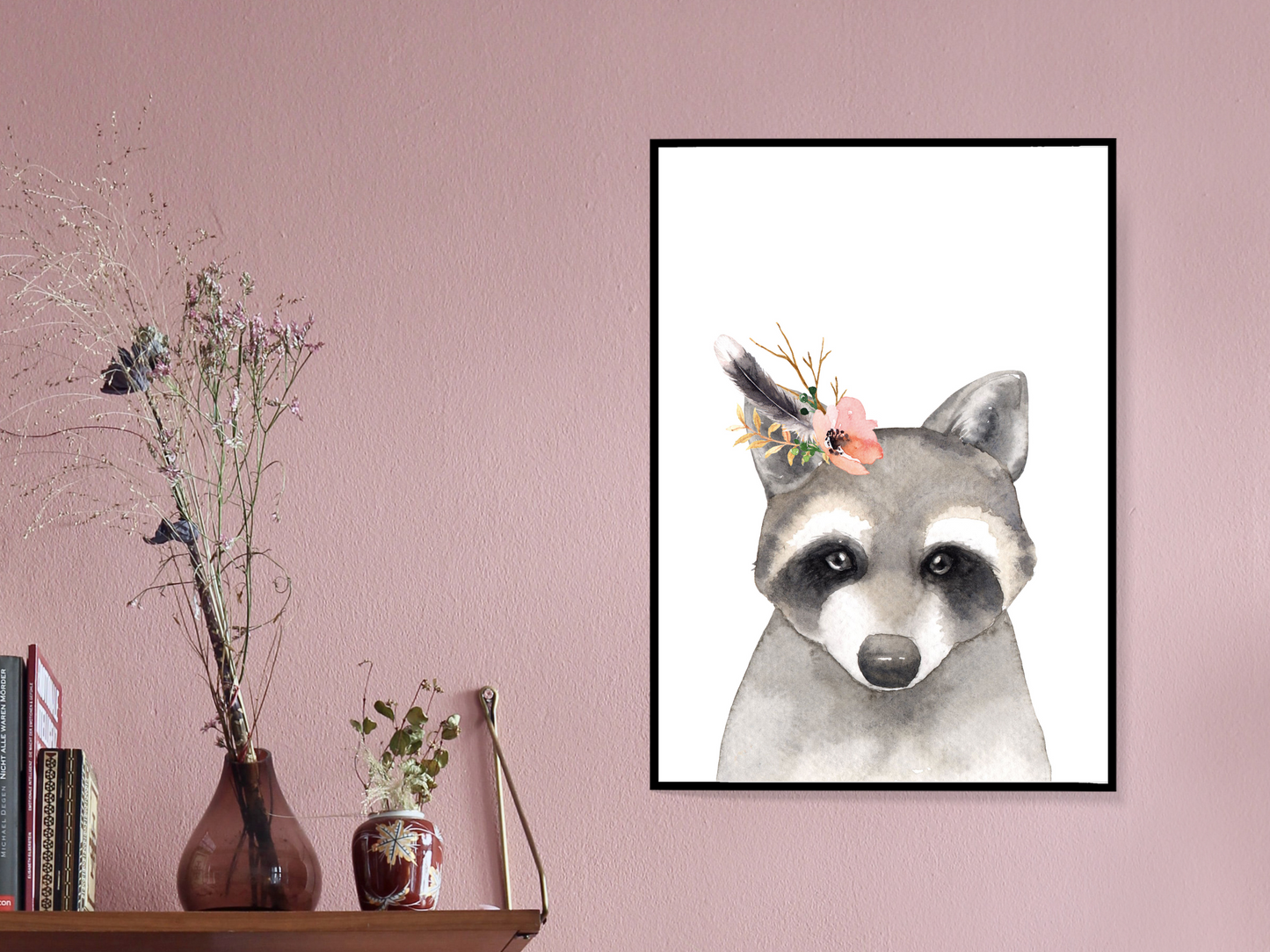 Floral Woodland Raccoon