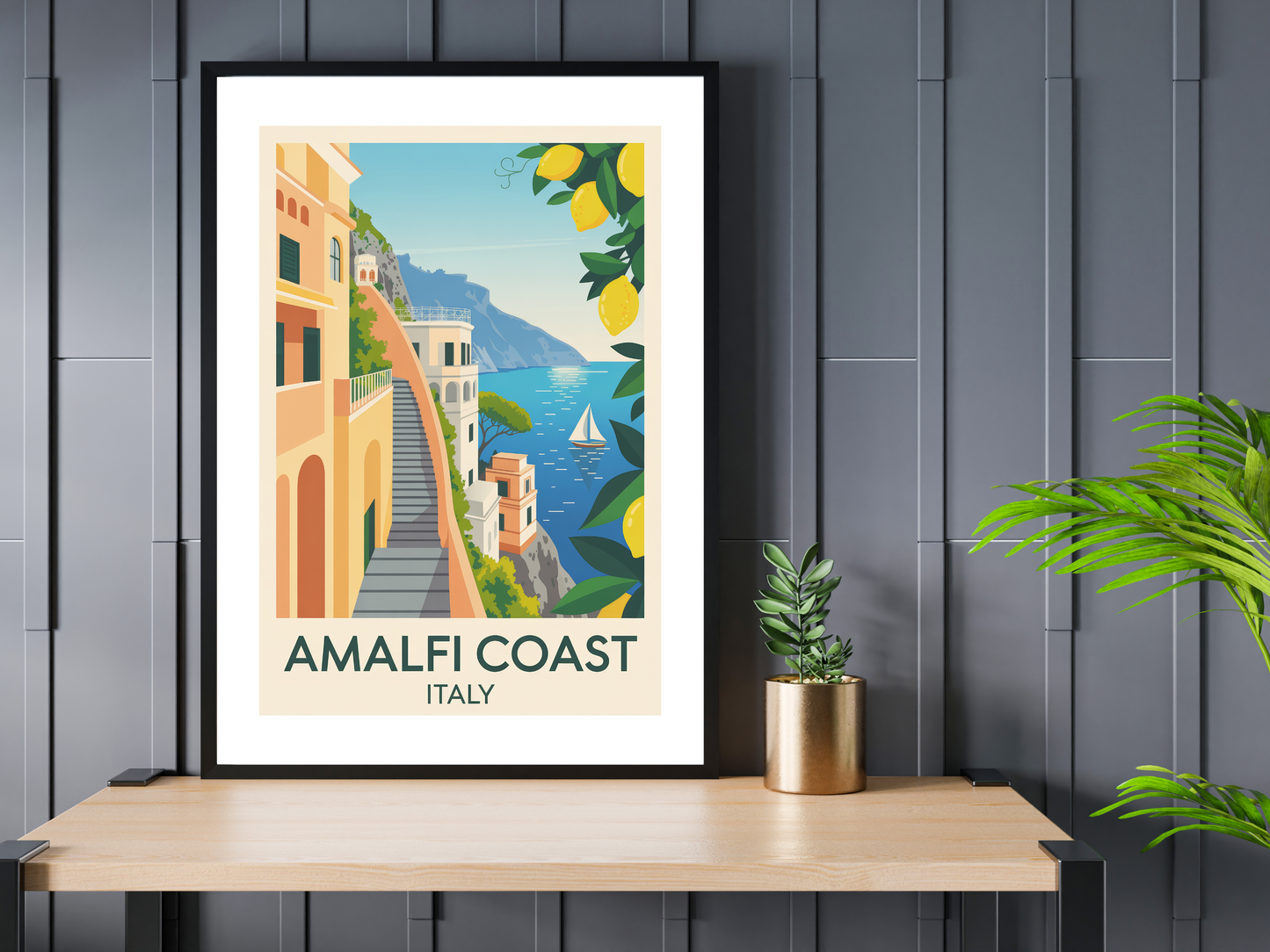 Amalfi Coast Italy Travel Poster | Vintage Wall Print