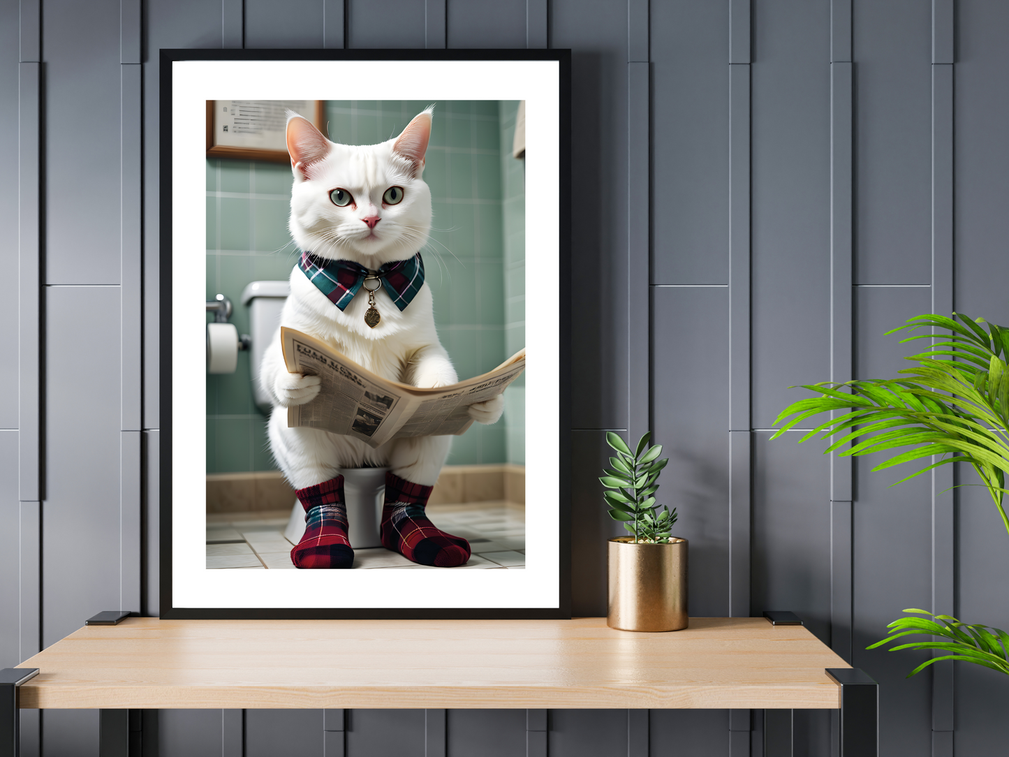 White Cat On Toilet
