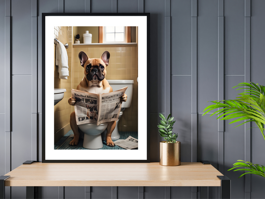 Fawn French Bulldog on Toilet