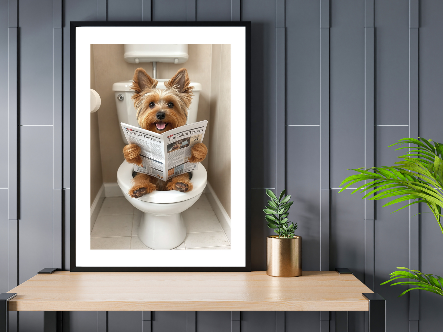 Yorkshire Terrier Dog on Toilet