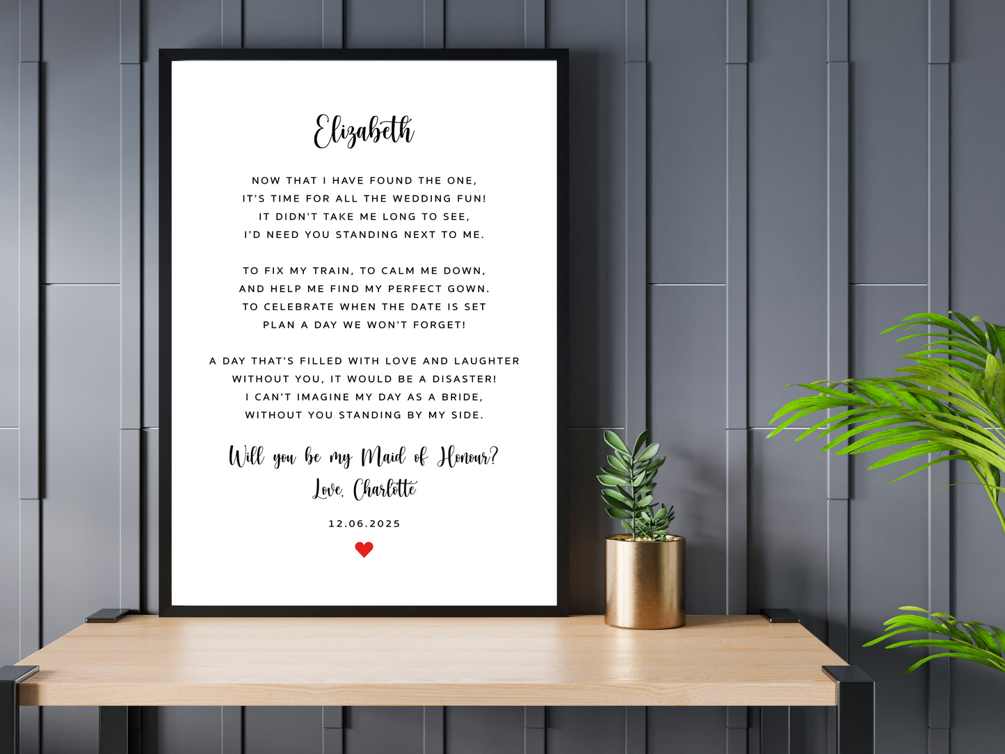 Will you be my Maid of Honour Personalised