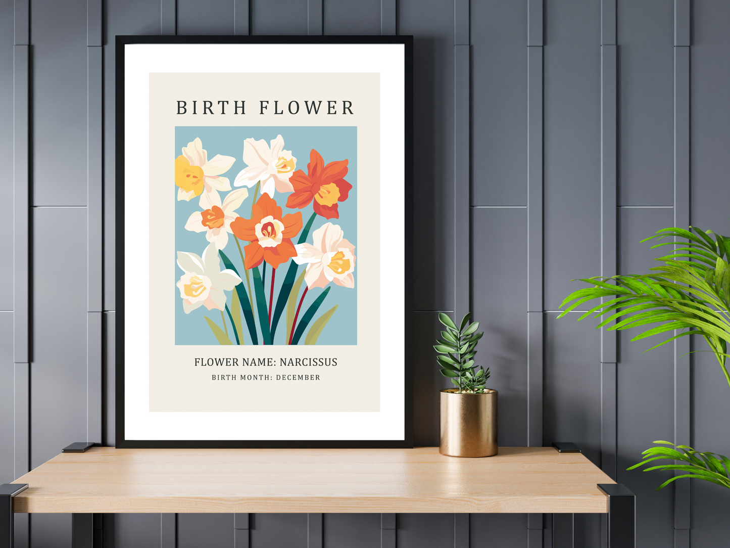 Birth Flower Print December Narcissus | Birthday Month Poster