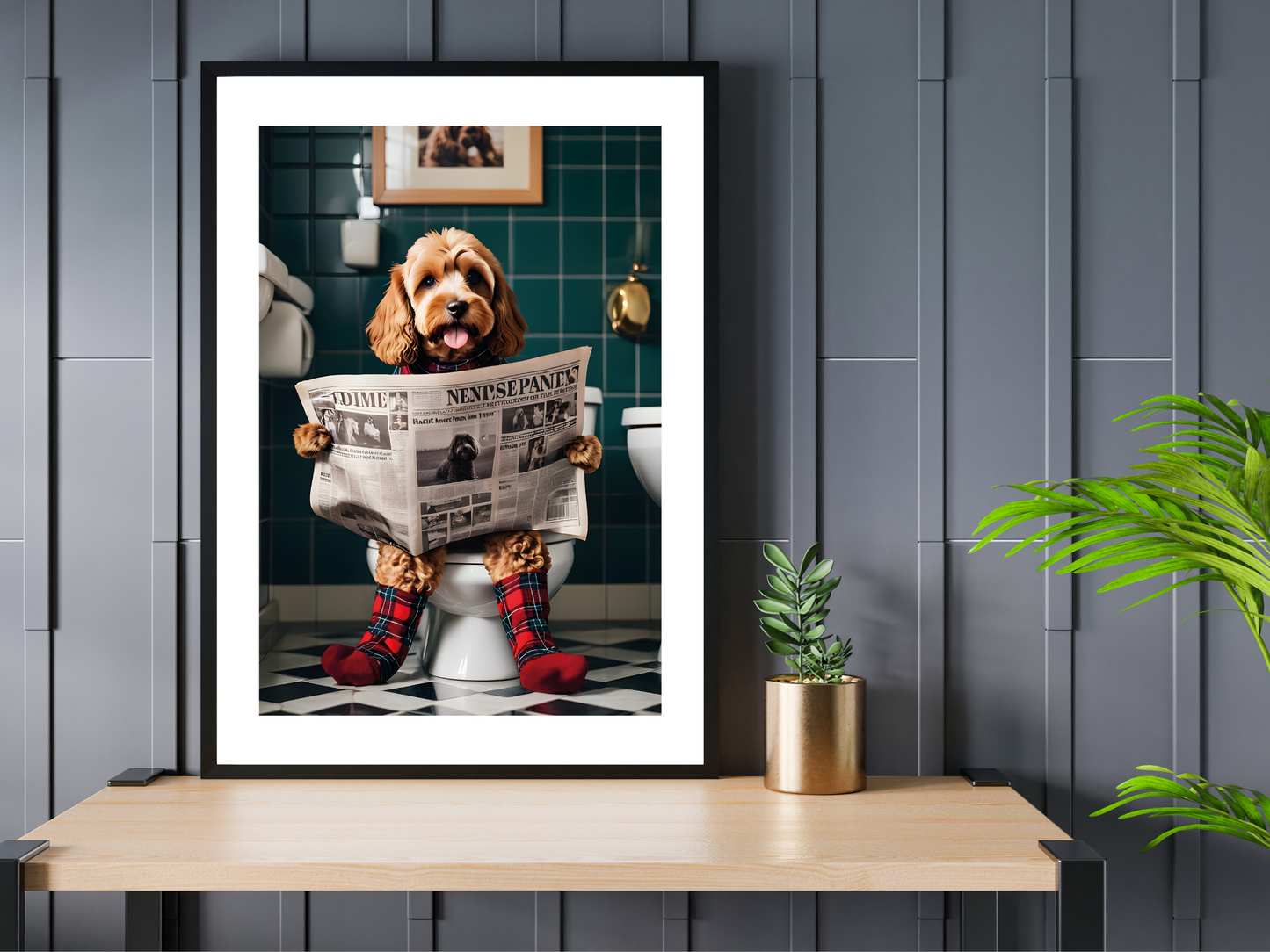 Cockapoo on Toilet