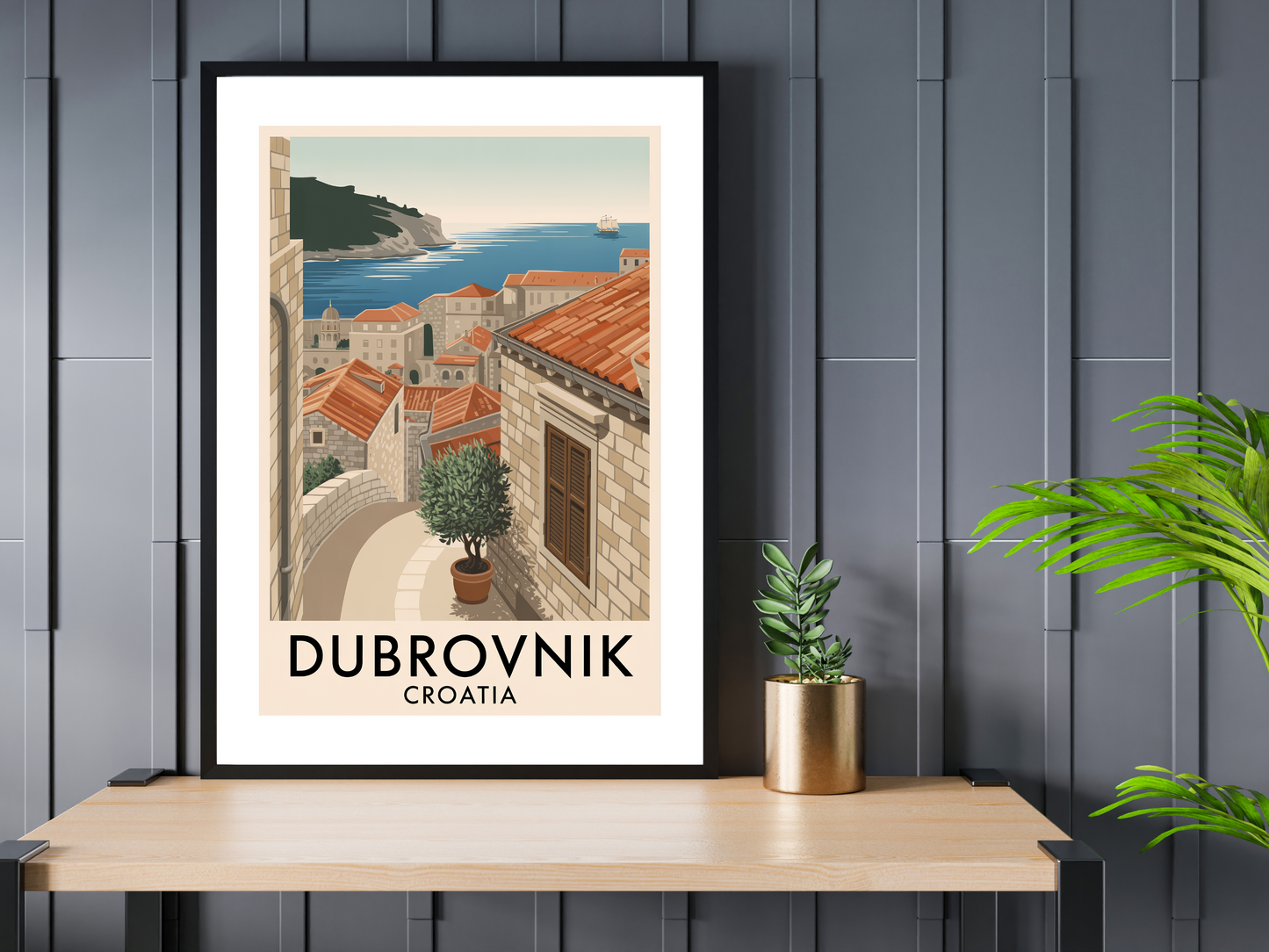 Dubrovnik Croatia Travel Poster | Vintage City Print