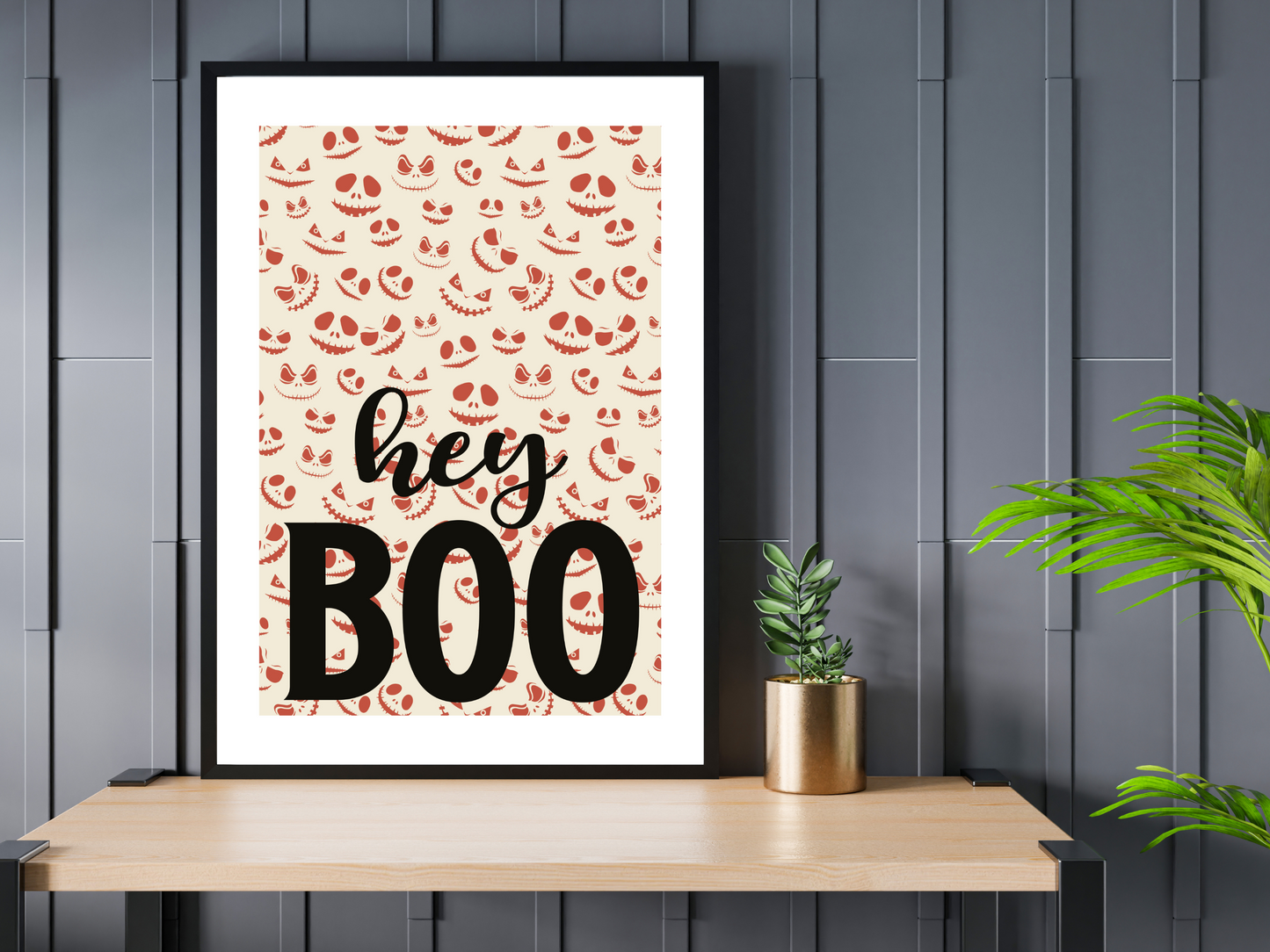 Hey Boo Halloween Print | Fun Seasonal Poster