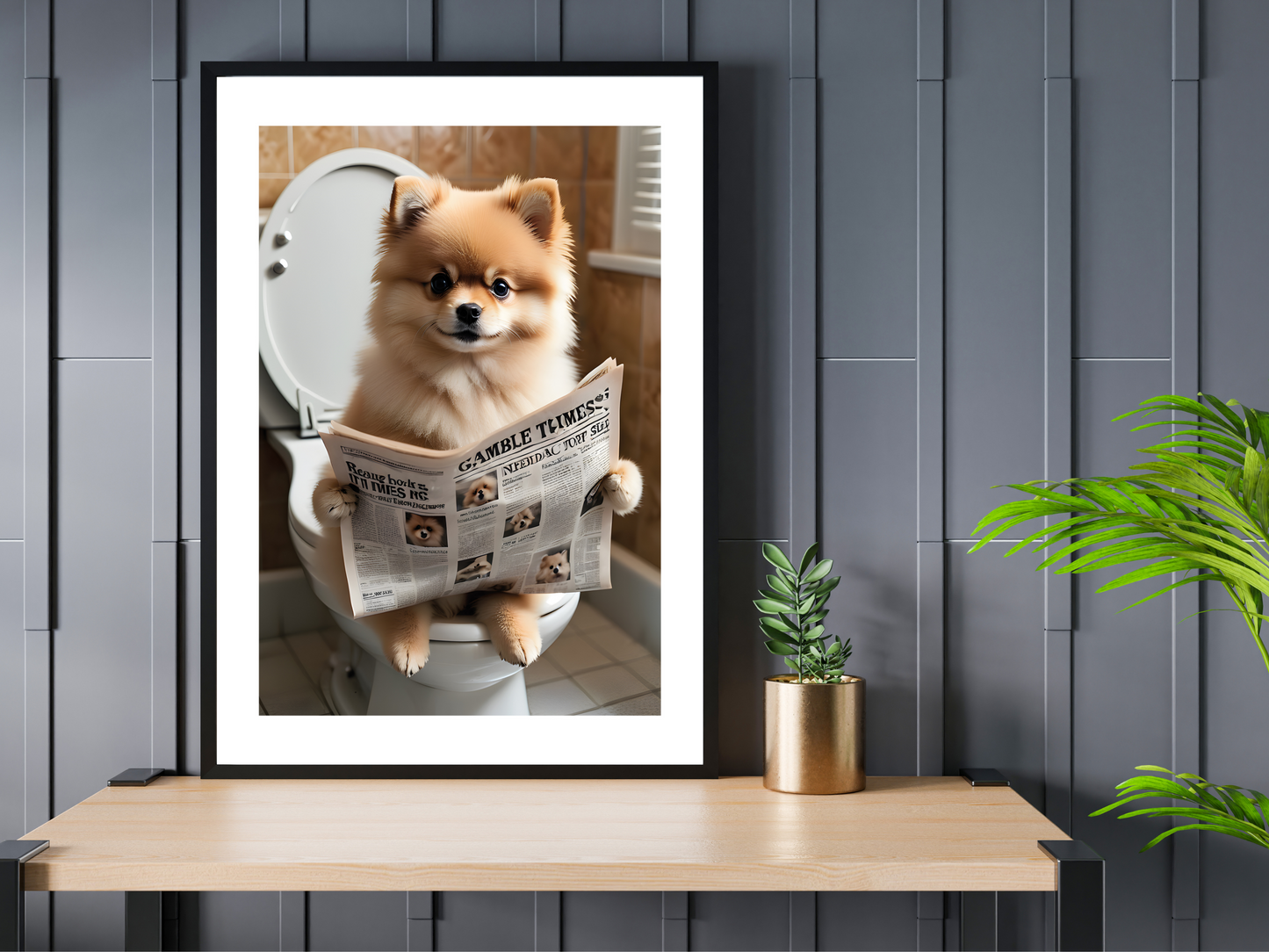 Pomeranian on Toilet