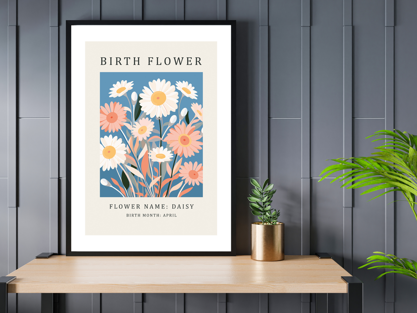 Birth Flower Print April Daisy | Birthday Month Poster