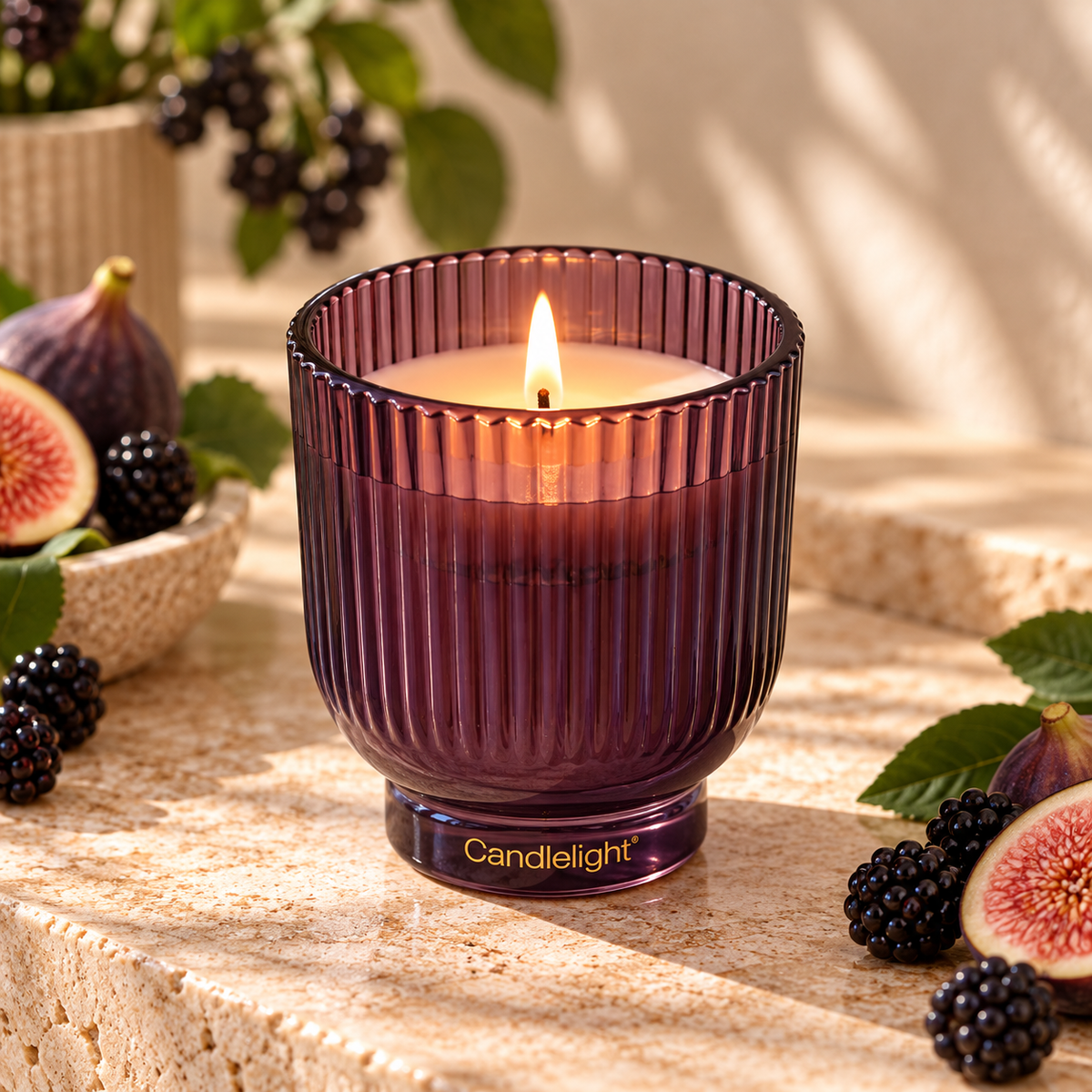 Blackberry & Fig Tree Ridged Glass Candle