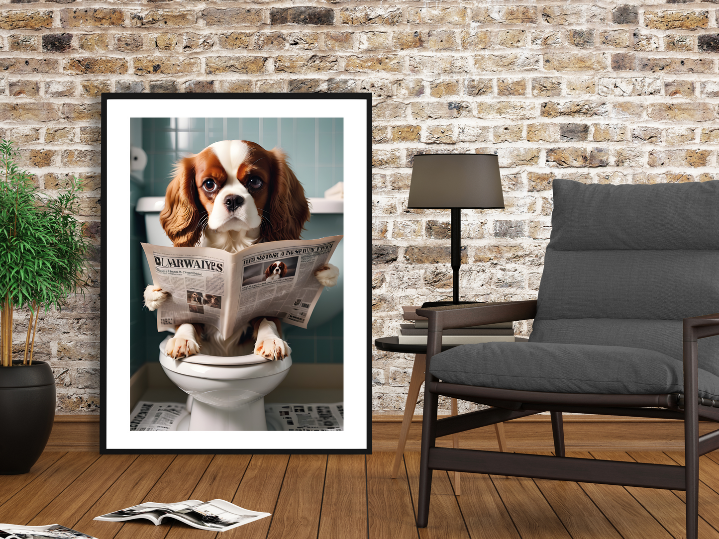 Cavalier Spaniel on Toilet