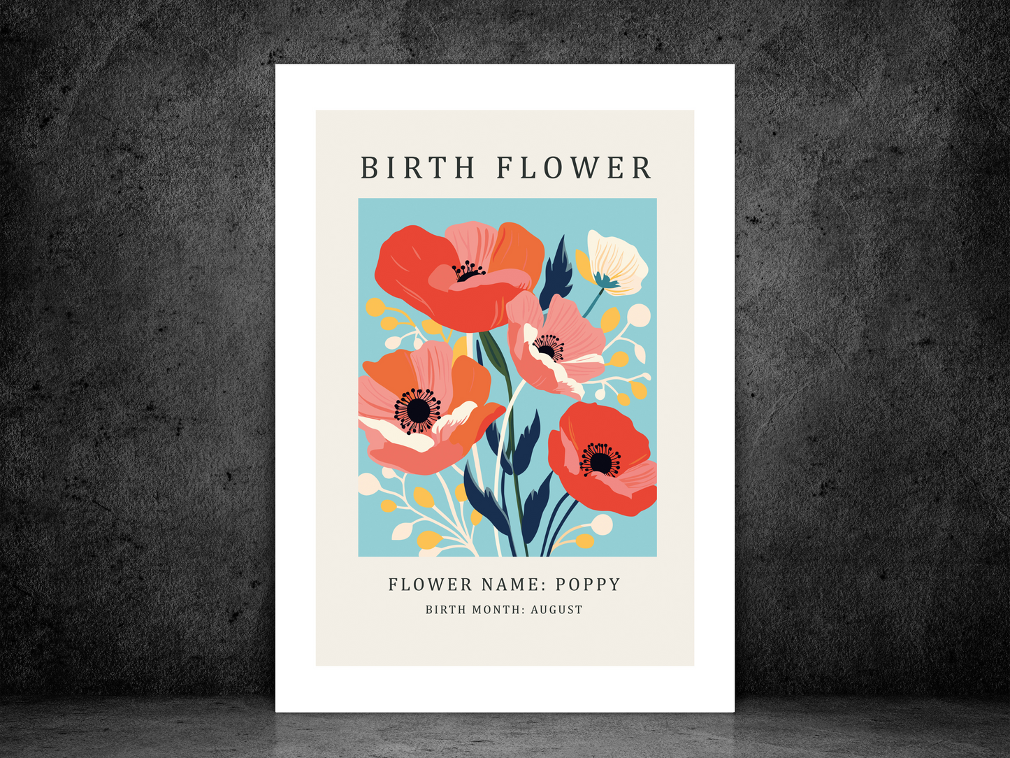 Birth Flower Print August Poppy | Birthday Month Poster