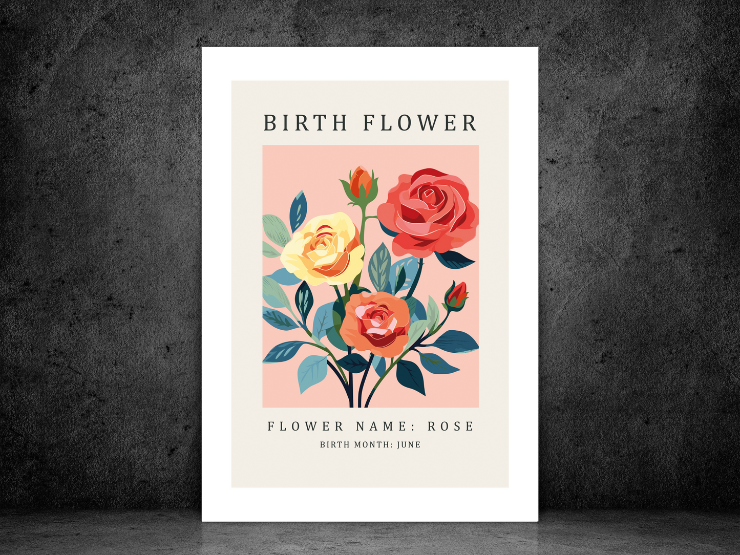 Birth Flower Print June Rose | Birthday Month Poster