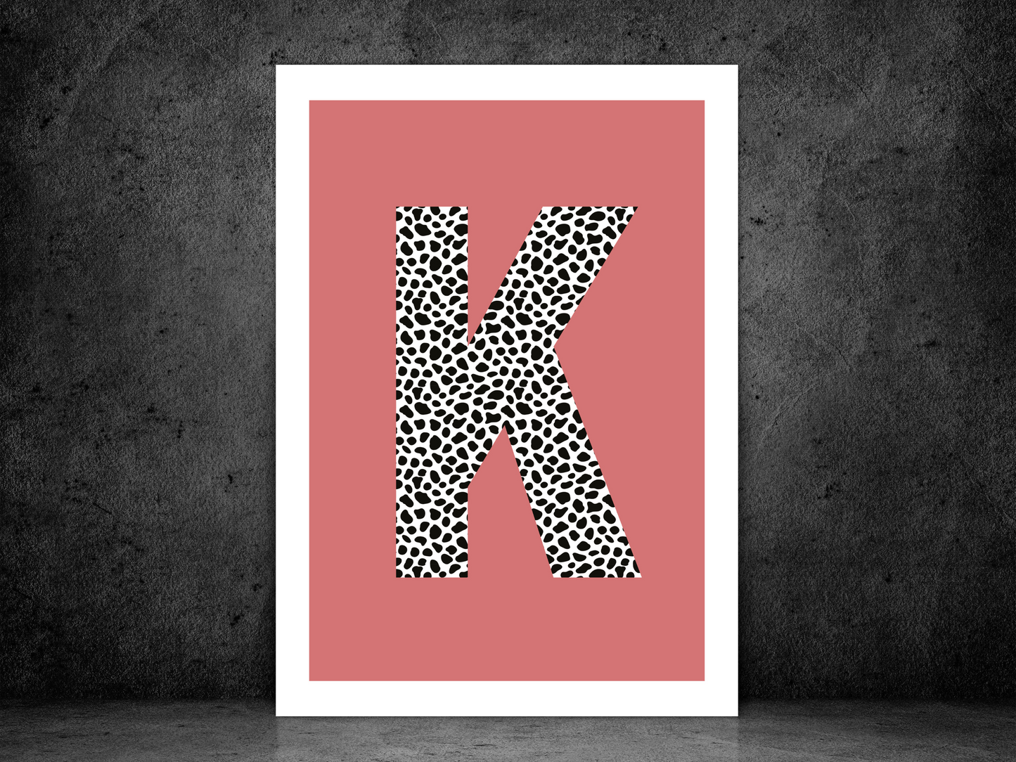 Deep Coral Initial Personalised Print