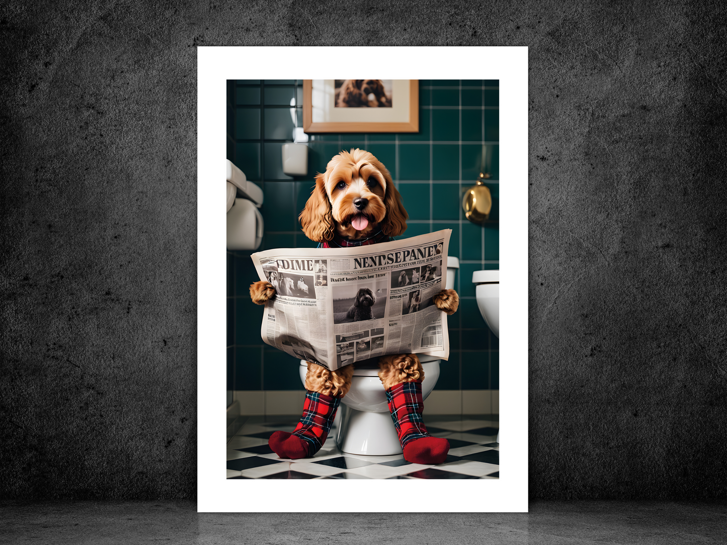 Cockapoo on Toilet