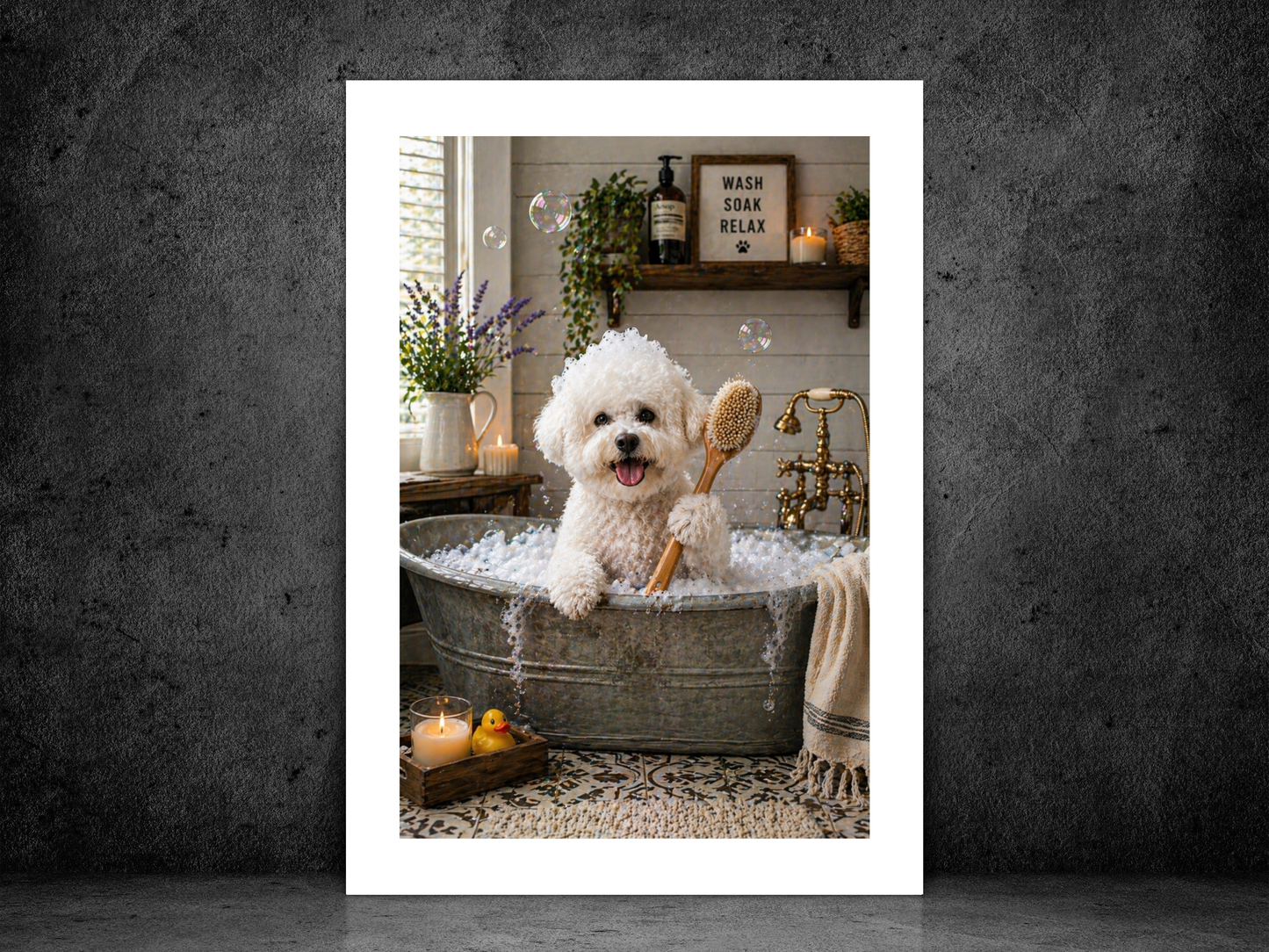 Bichon Frise Dog In Bath
