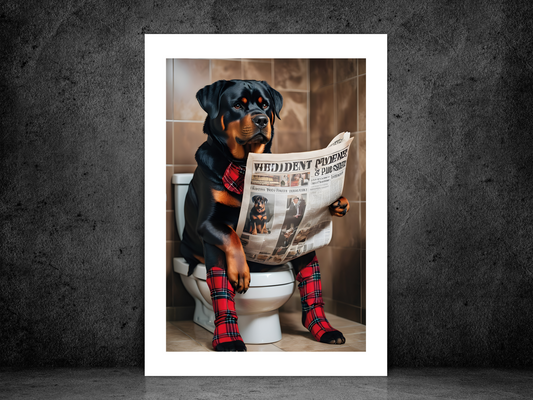 Rottweiler on Toilet