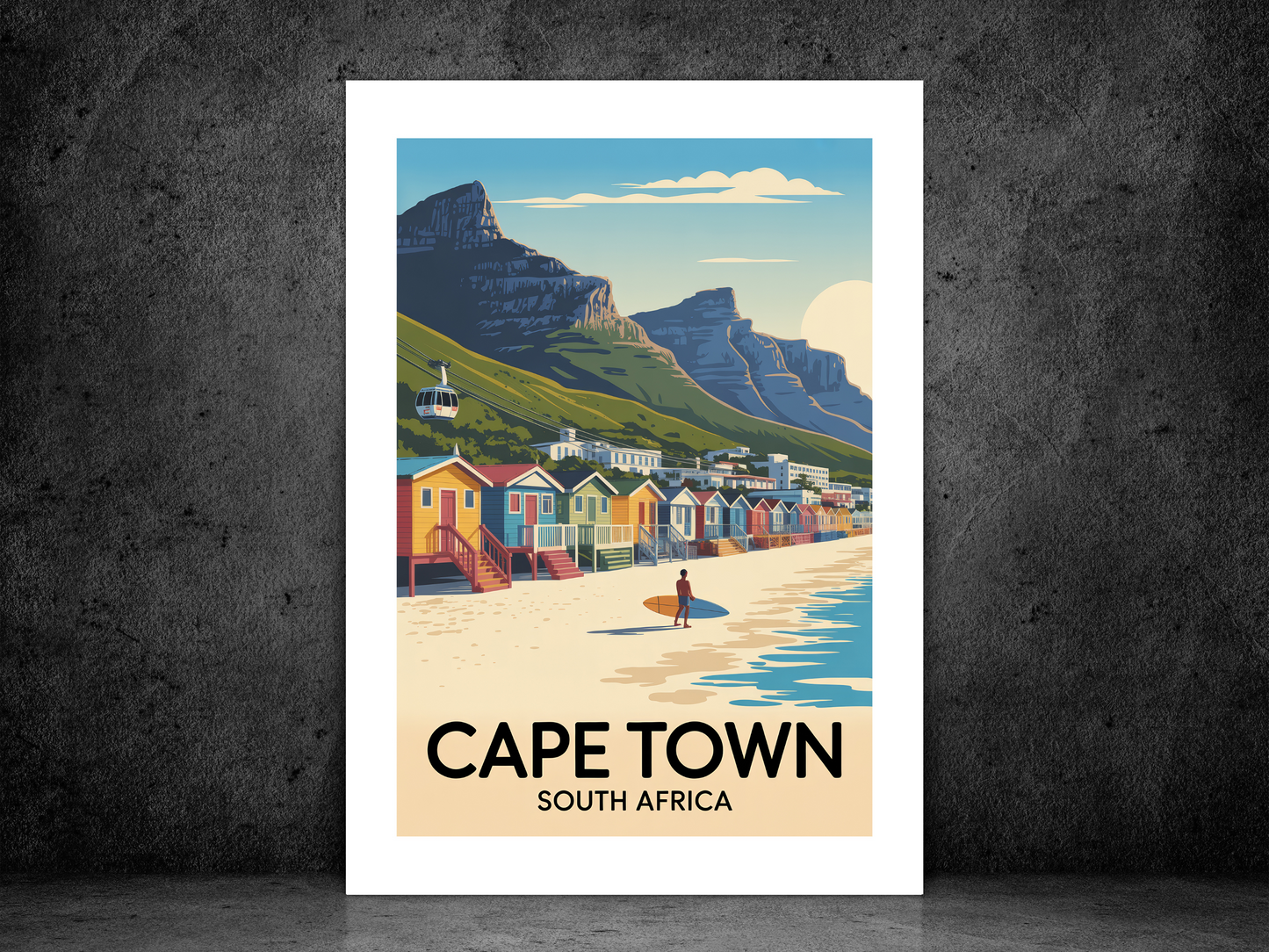 Cape Town South Africa Travel Poster | Vintage Table Mountain Print