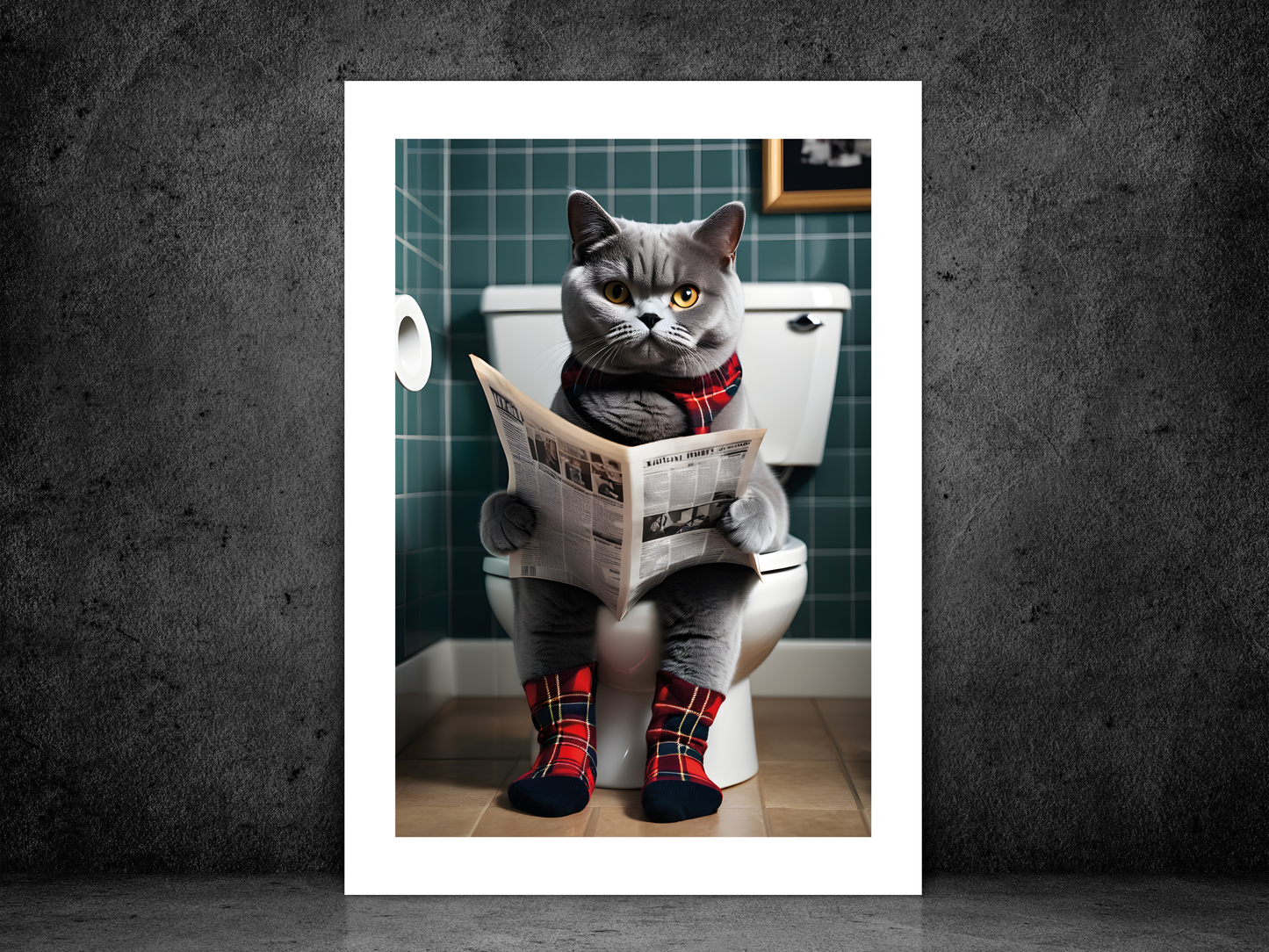 British Shorthair Cat on Toilet
