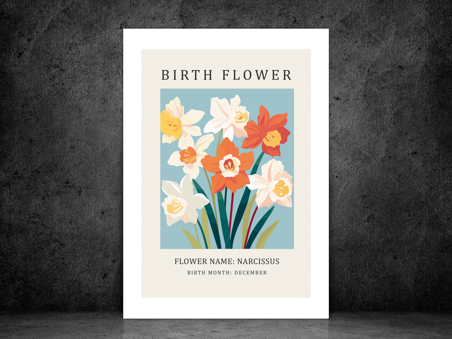 Birth Flower Print December Narcissus | Birthday Month Poster