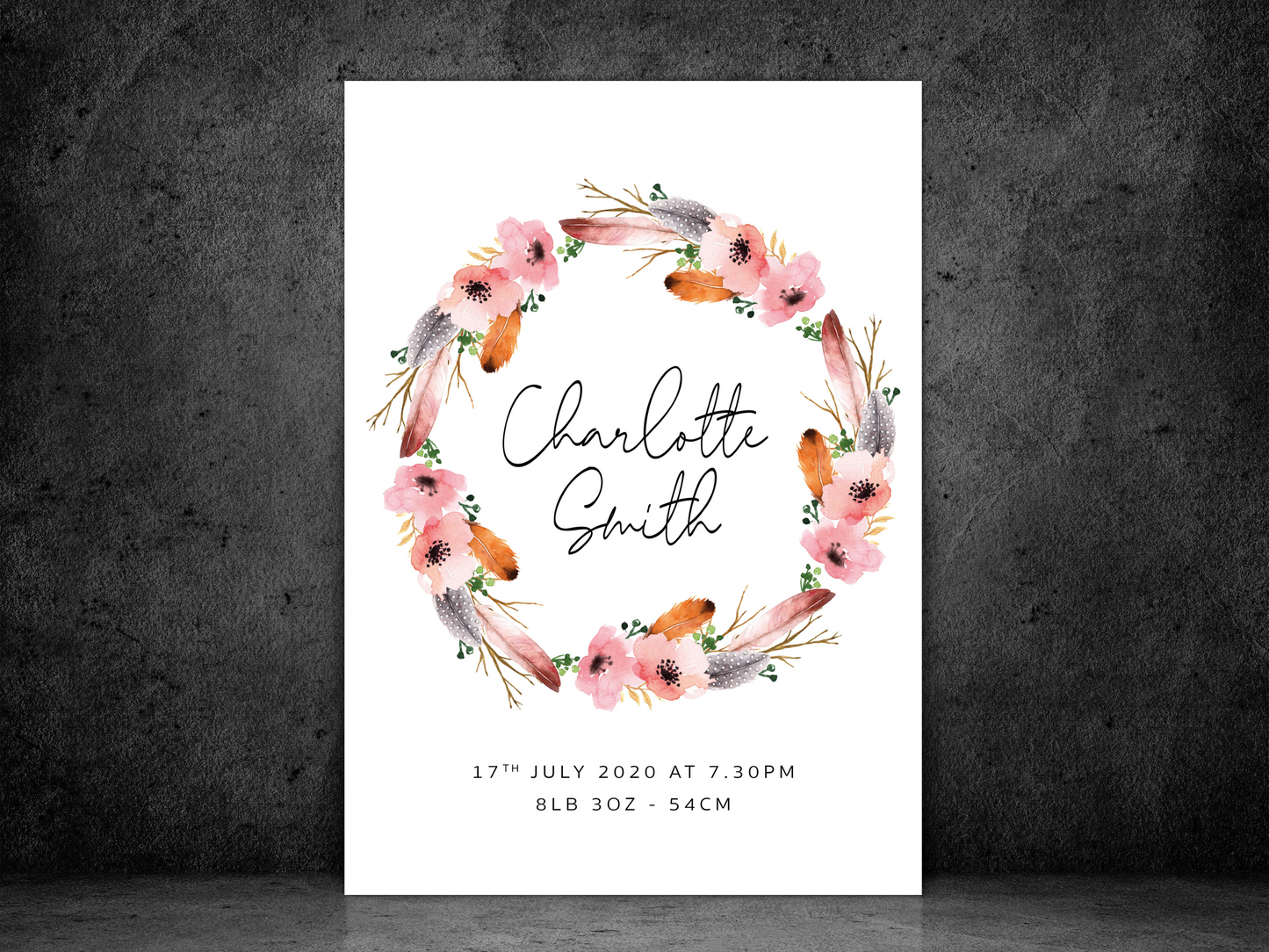 Newborn Floral Wreath Personalised