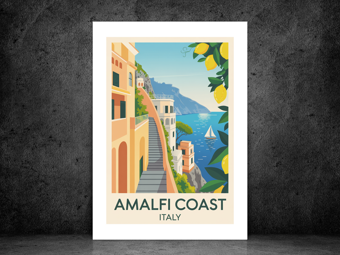 Amalfi Coast Italy Travel Poster | Vintage Wall Print