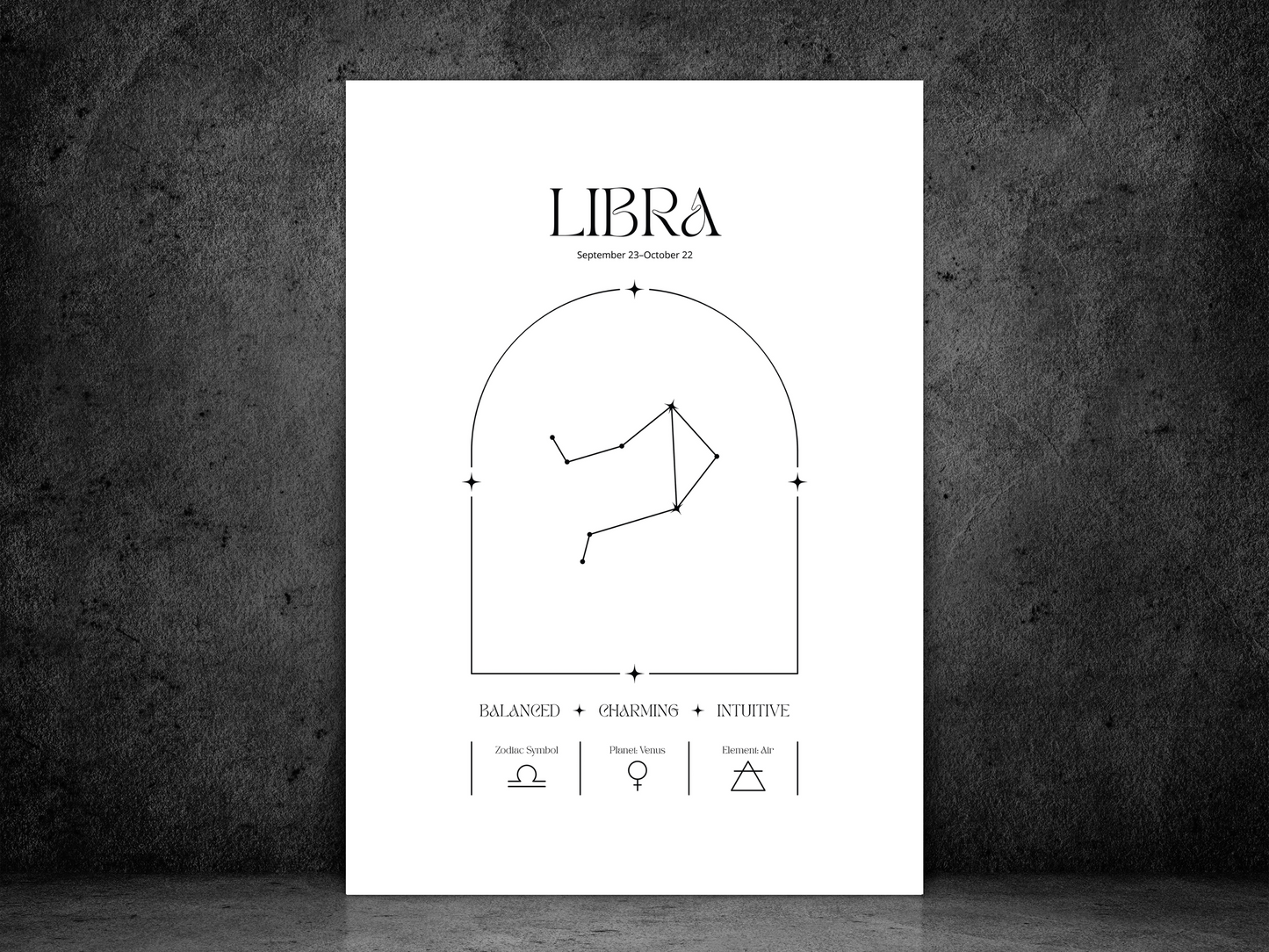 Libra Zodiac Print | Minimalist Astrology Poster