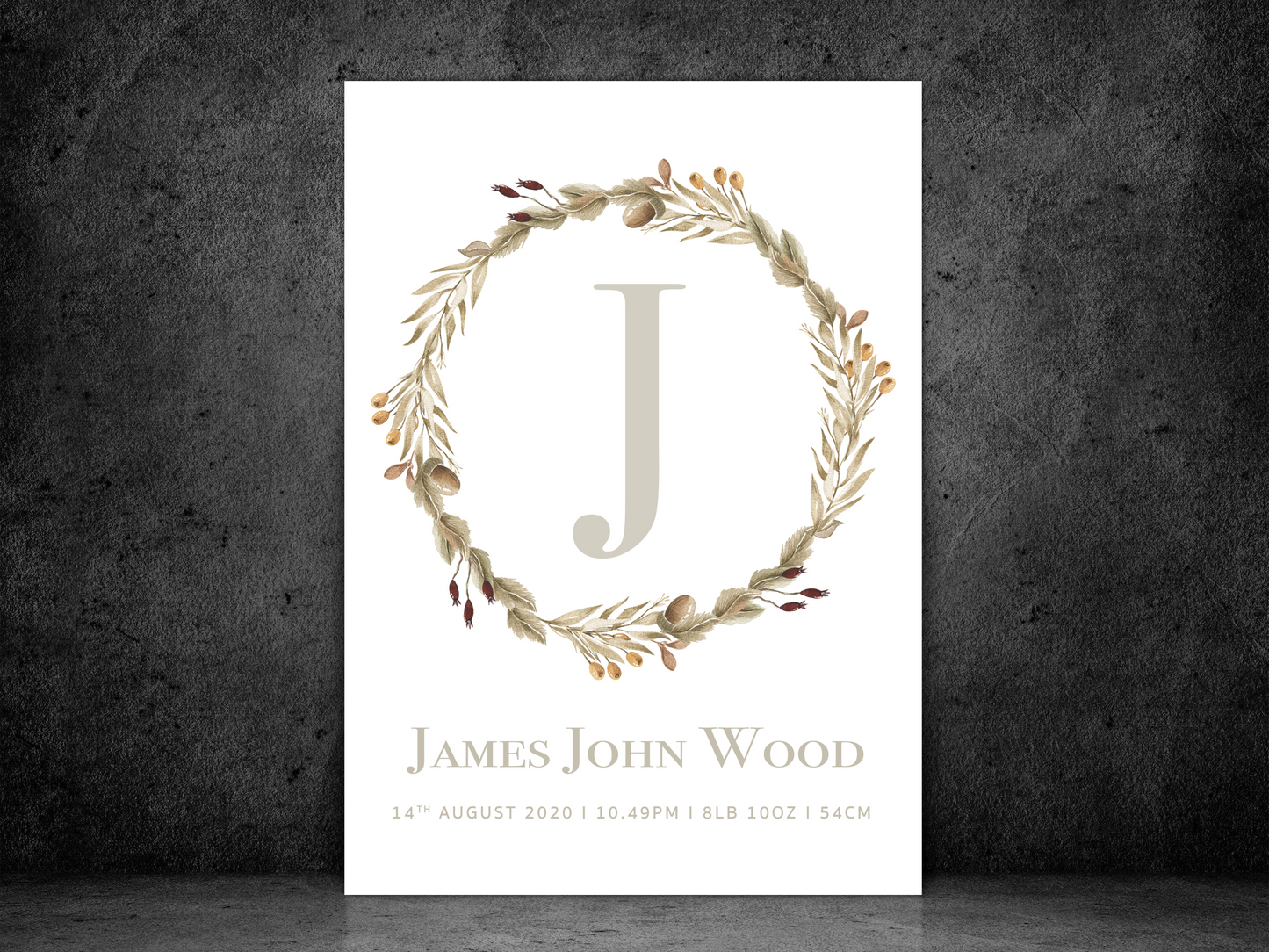 Newborn Woodland Wreath Personalised