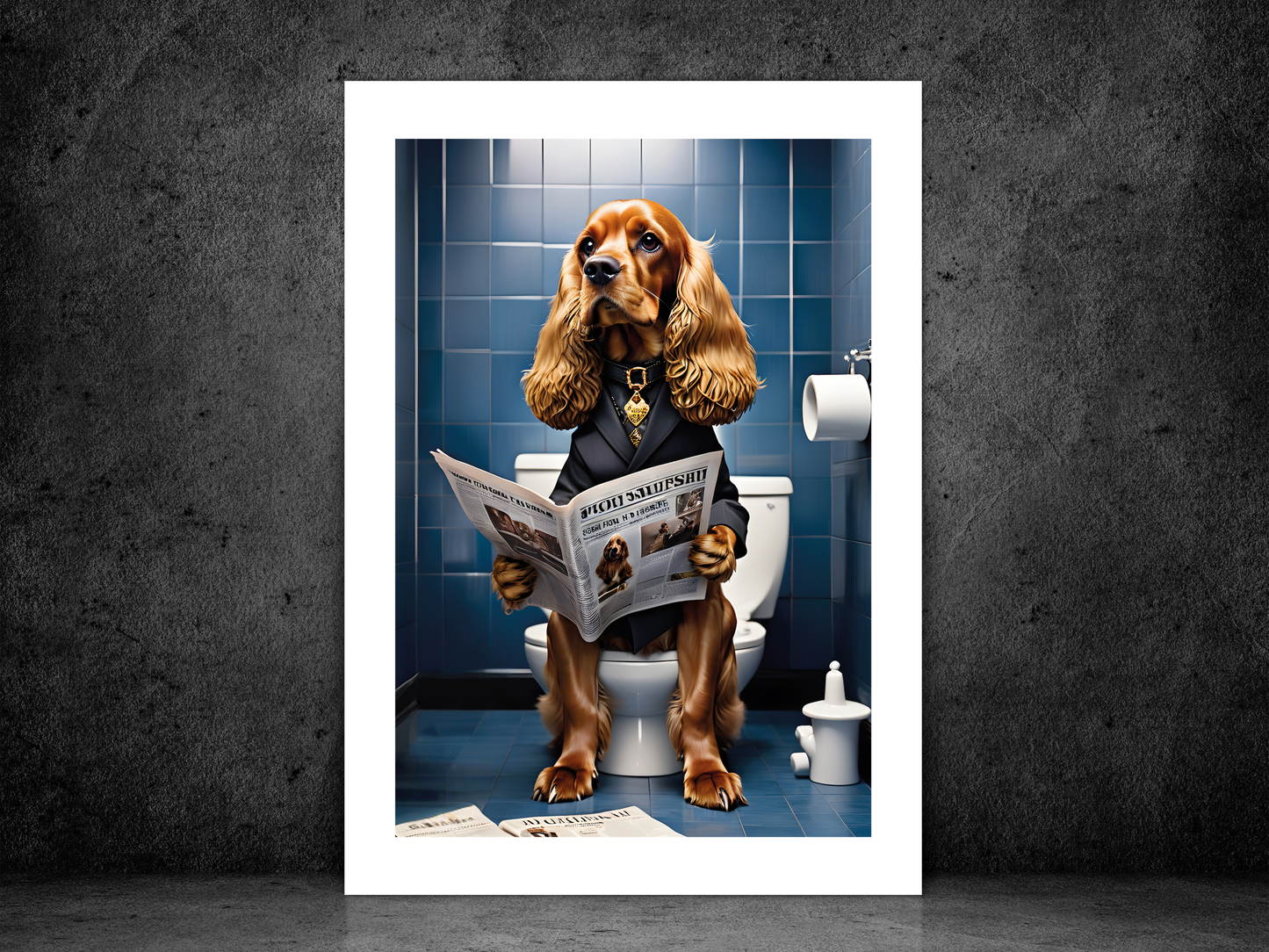 Cocker Spaniel on Toilet