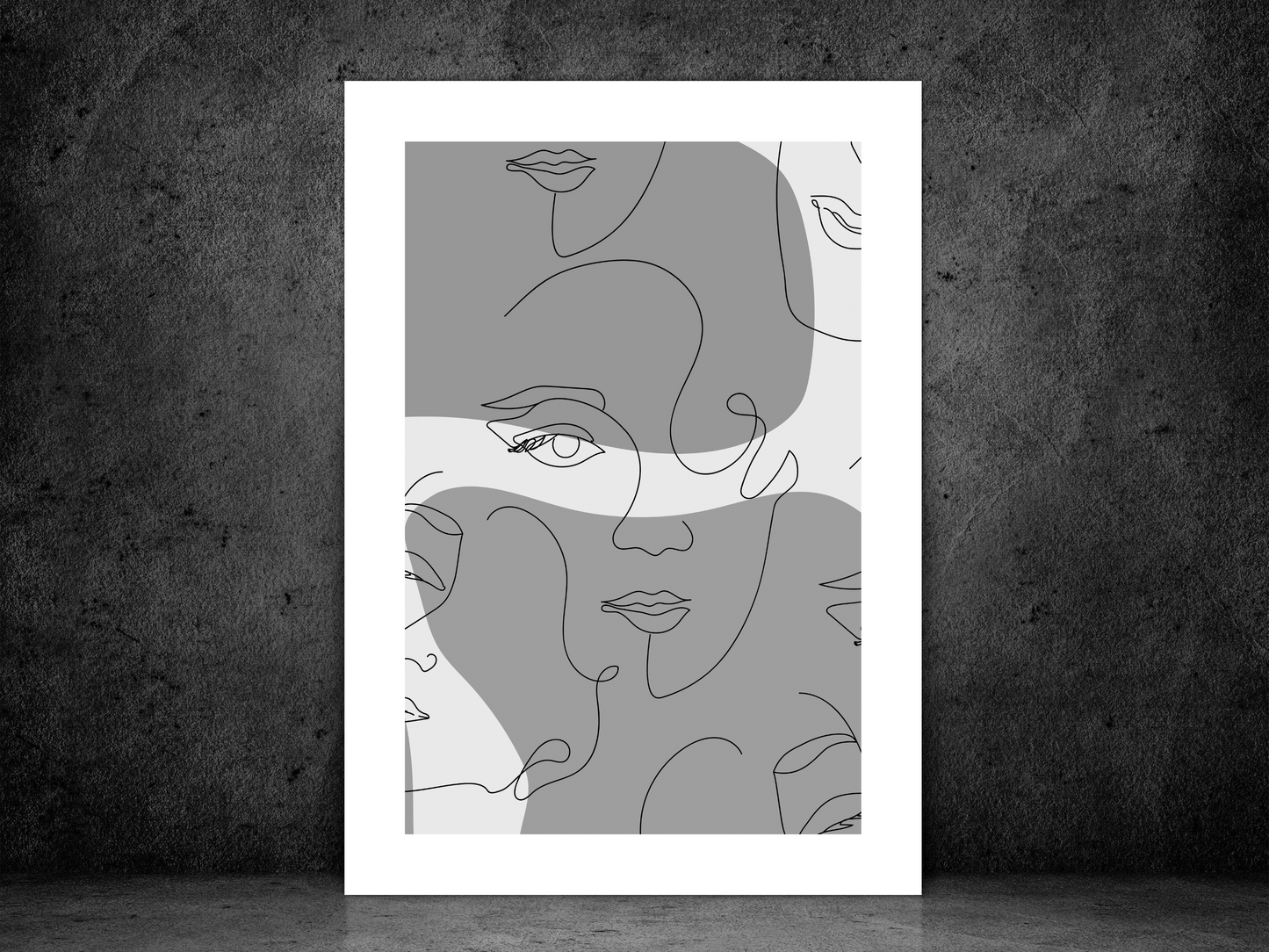 Abstract Face Lines - Grey