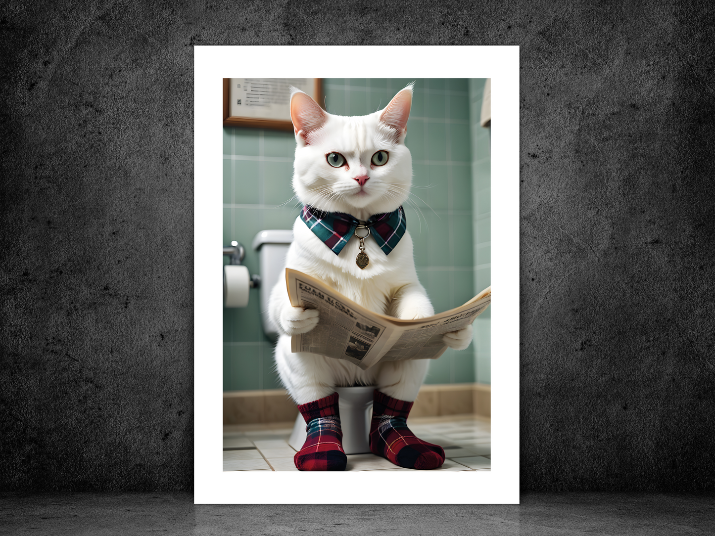 White Cat On Toilet