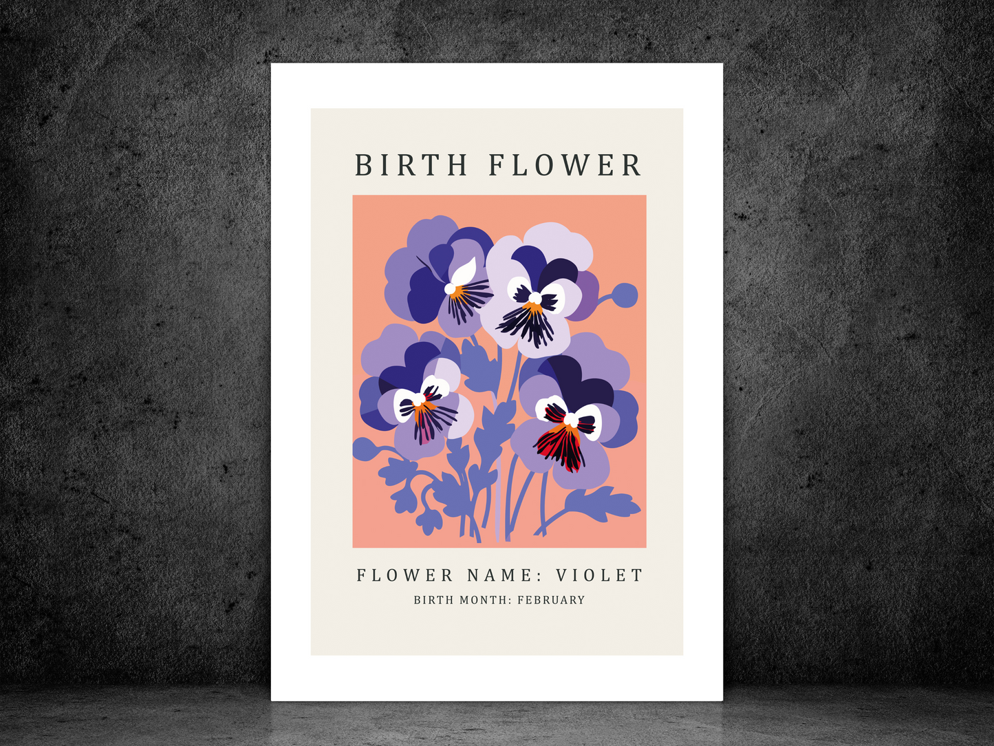 Birth Flower Print February Violet | Birthday Month Poster